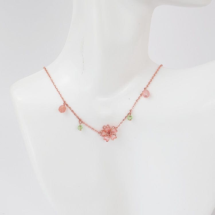 Pink Flower Necklace - necklace