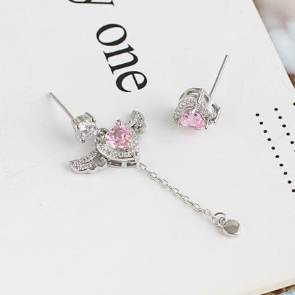 Pink Heart Wings Earrings - earrings