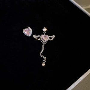 Pink Heart Wings Earrings - earrings