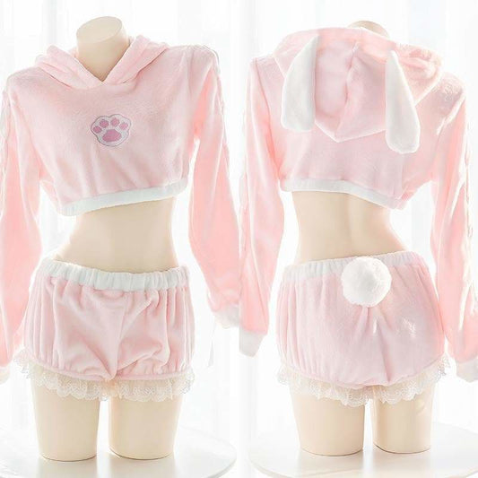 Pink Kawaii Paw Tail Homewear Lingerie MK14470 - Lingerie