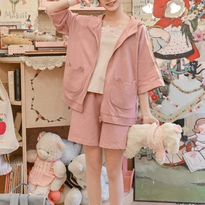 Pink Kawaii Vest Shorts Jacket MK15854 - KawaiiMoriStore