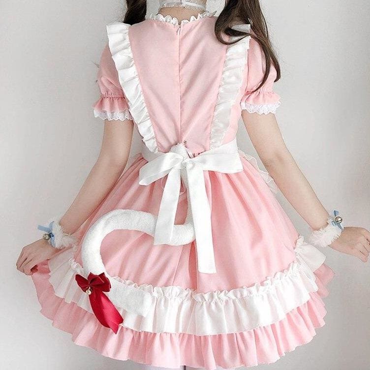 Pink Lolita Cat Maid Cosplay Dress MK15827 - KawaiiMoriStore