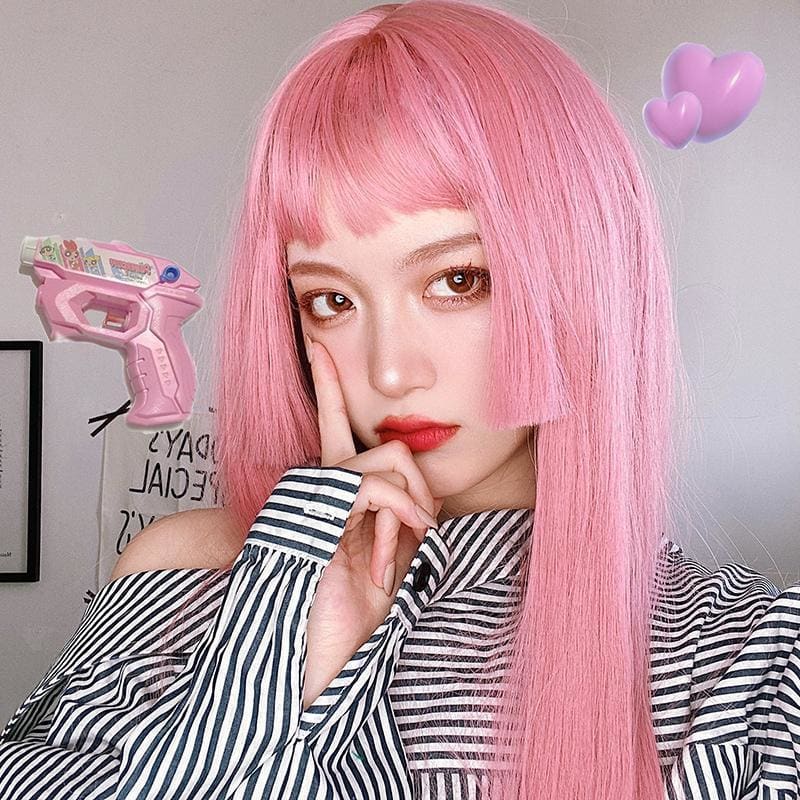 Pink Lolita Princess Cut Long Staight Wig MK15930 - KawaiiMoriStore