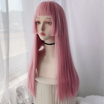 Pink Lolita Princess Cut Long Staight Wig MK15930 - KawaiiMoriStore