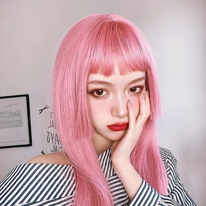 Pink Lolita Princess Cut Long Staight Wig MK15930 - KawaiiMoriStore