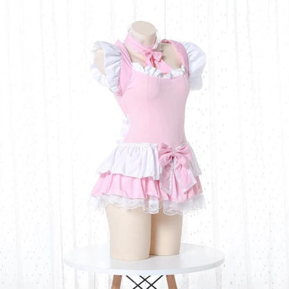 Pink Lolita Women Maid Cosplay Kawaii Lingerie MK139 - KawaiiMoriStore