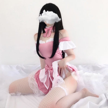 Pink Lolita Women Maid Cosplay Kawaii Lingerie MK139 - KawaiiMoriStore