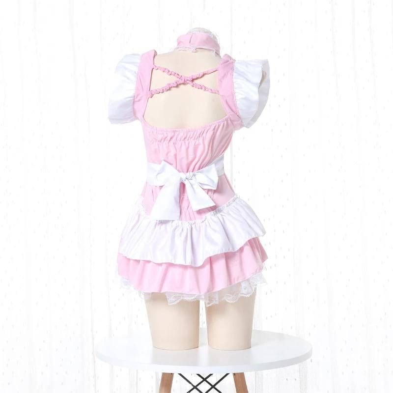 Pink Lolita Women Maid Cosplay Kawaii Lingerie MK139 - KawaiiMoriStore