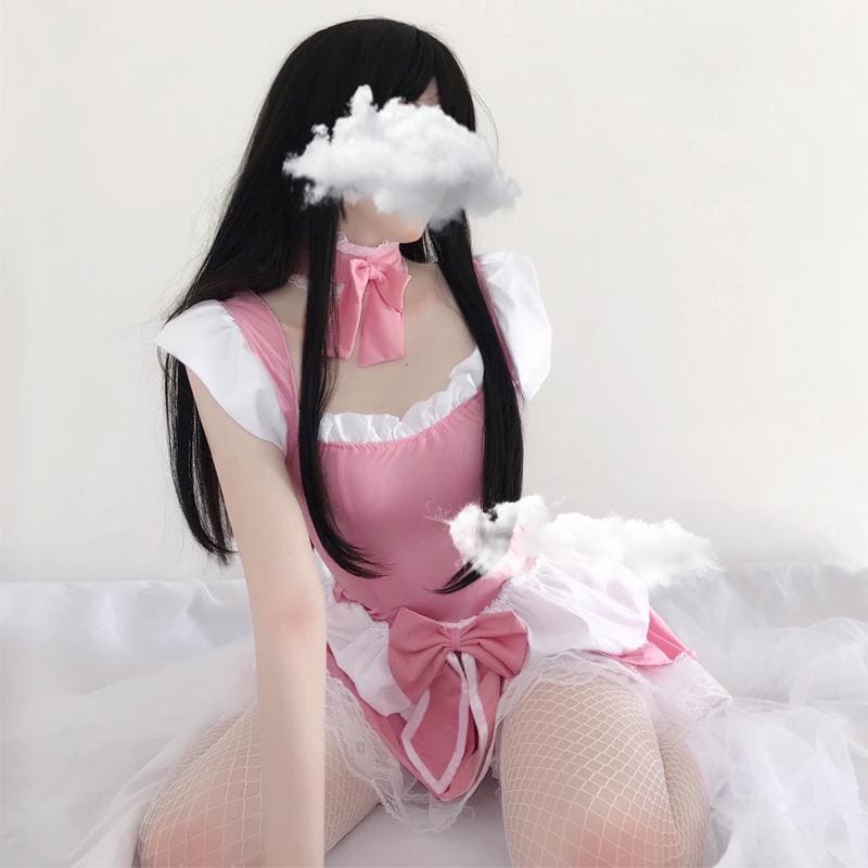 Pink Lolita Women Maid Cosplay Kawaii Lingerie MK139 - KawaiiMoriStore