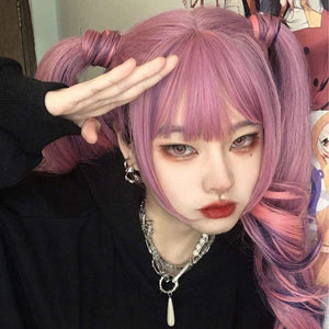 Pink Purple Mixed Color Long Curly Wig MM0715 - KawaiiMoriStore