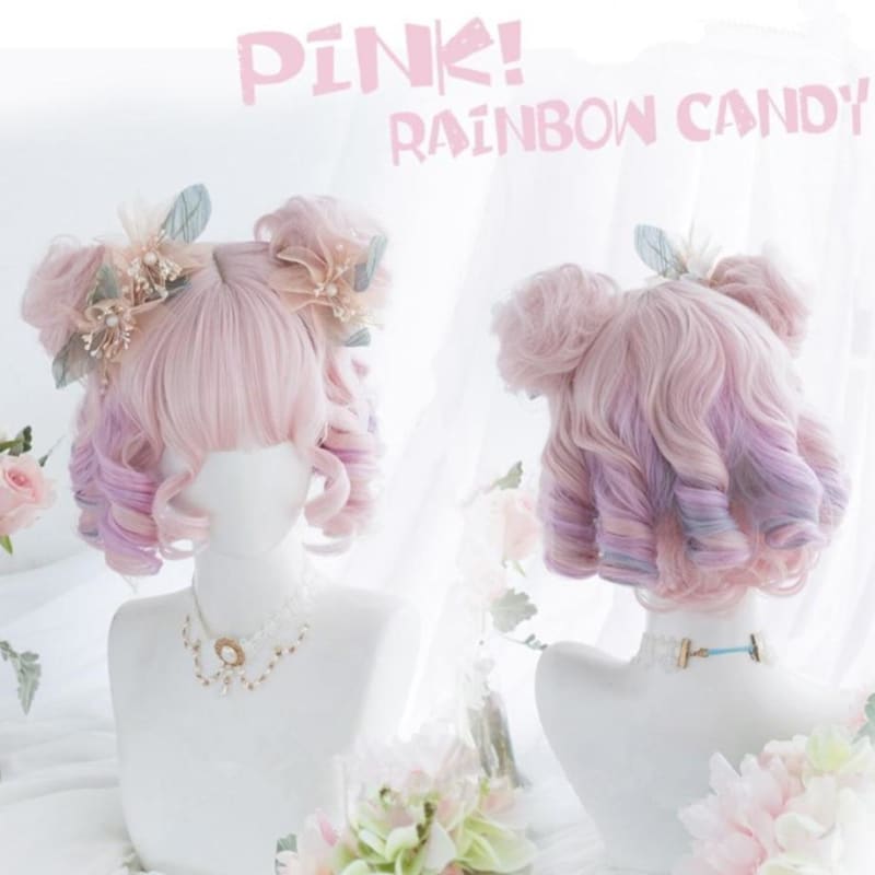 Pink Rainbow Candy Lolita Wig MK15164 - KawaiiMoriStore