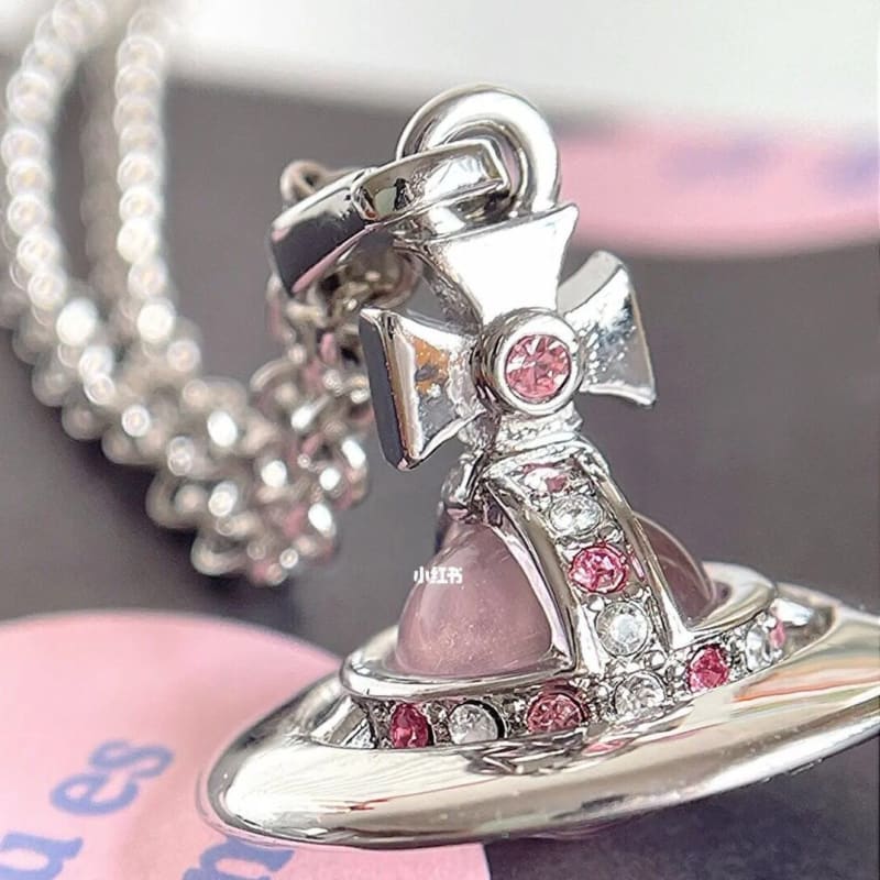 Pink Saturn Pendant Necklace - Lovesickdoe - Necklace