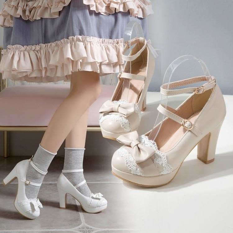 Pink/Beige/White Kawaii Fashion Lolita Sof High Heels Shoes 