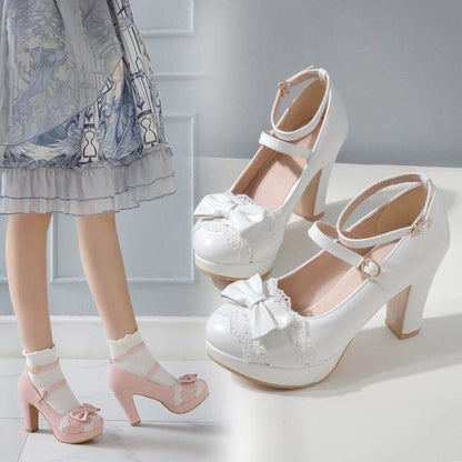 Pink/Beige/White Kawaii Fashion Lolita Sof High Heels Shoes 