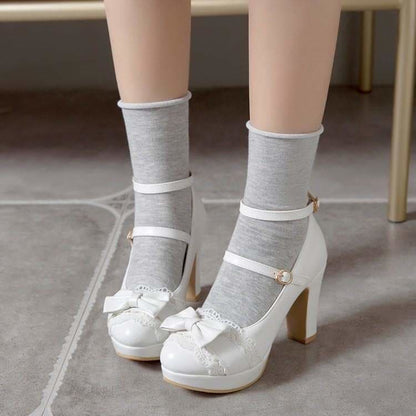 Pink/Beige/White Kawaii Fashion Lolita Sof High Heels Shoes 