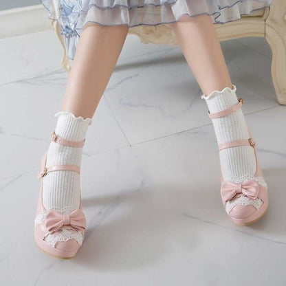 Pink/Beige/White Kawaii Fashion Lolita Sof High Heels Shoes 