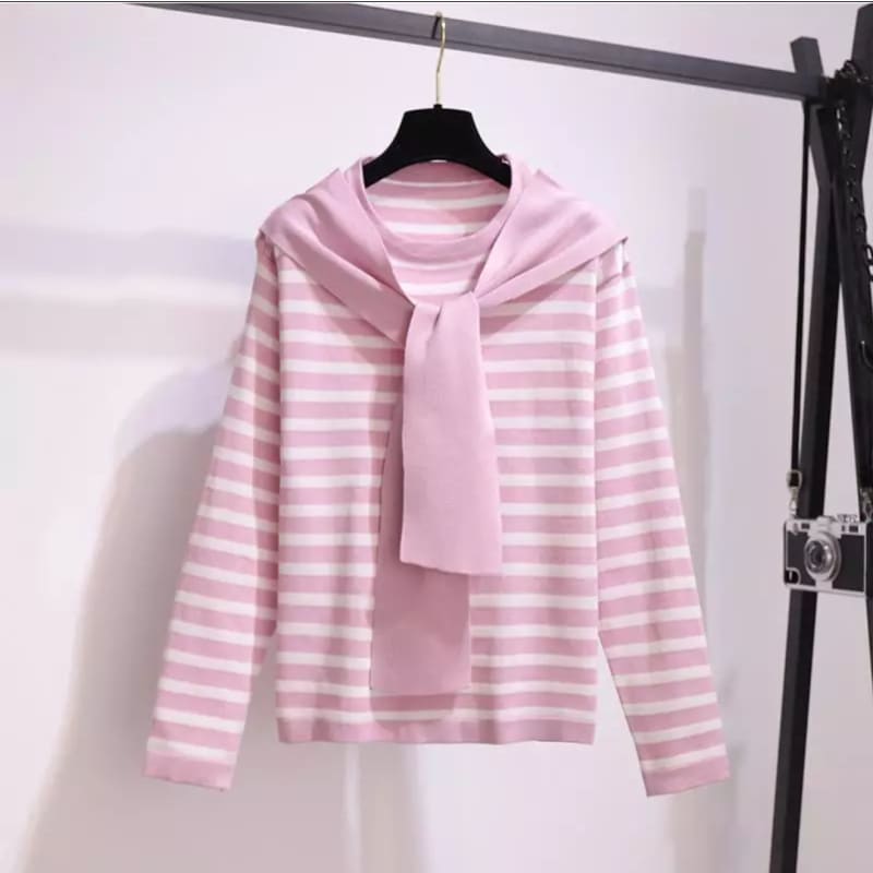 Pink/Black Casual Korean Top Skirt Set MK16432 - Top & Skirt