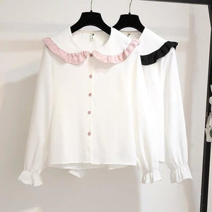 Pink/Black Sweet Casual Cute Outfit 2 Piece Shirt Skirt Set MK16003 - KawaiiMoriStore