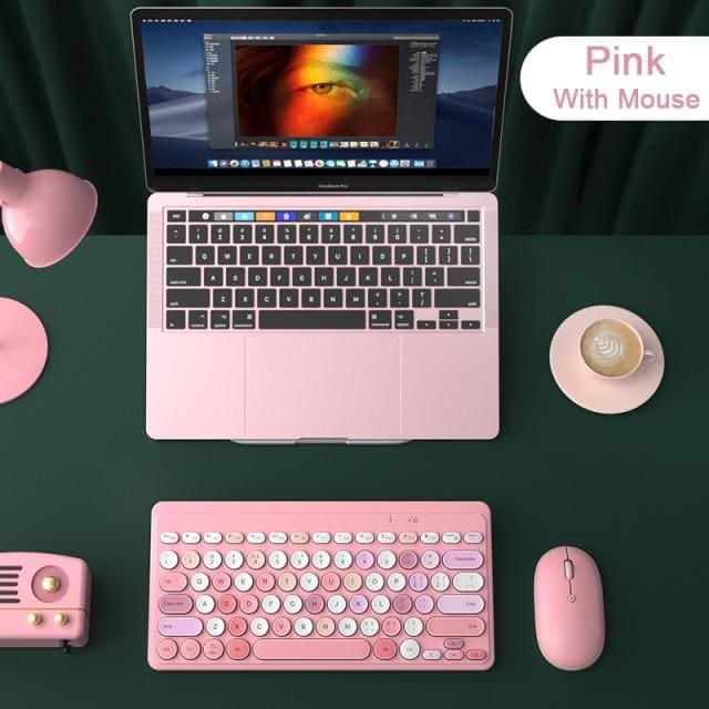 Pink/Green Mini Bluetooth Wireless Keyboard Mouse Set MM1271 - KawaiiMoriStore