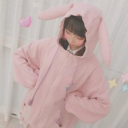 Pink/Purple/Blue Cute Ear Cap Hoodie Coat MK14928 - KawaiiMoriStore