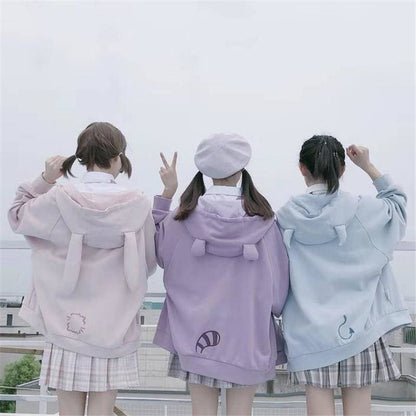 Pink/Purple/Blue Cute Ear Cap Hoodie Coat MK14928 - KawaiiMoriStore