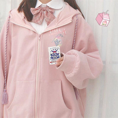 Pink/Purple/Blue Cute Ear Cap Hoodie Coat MK14928 - KawaiiMoriStore