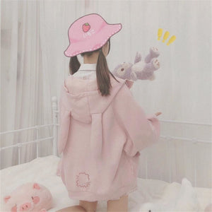 Pink/Purple/Blue Cute Ear Cap Hoodie Coat MK14928 - KawaiiMoriStore