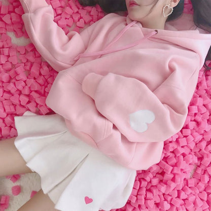 Pink/White Hoodie Thick Pullover MK13203 - KawaiiMoriStore