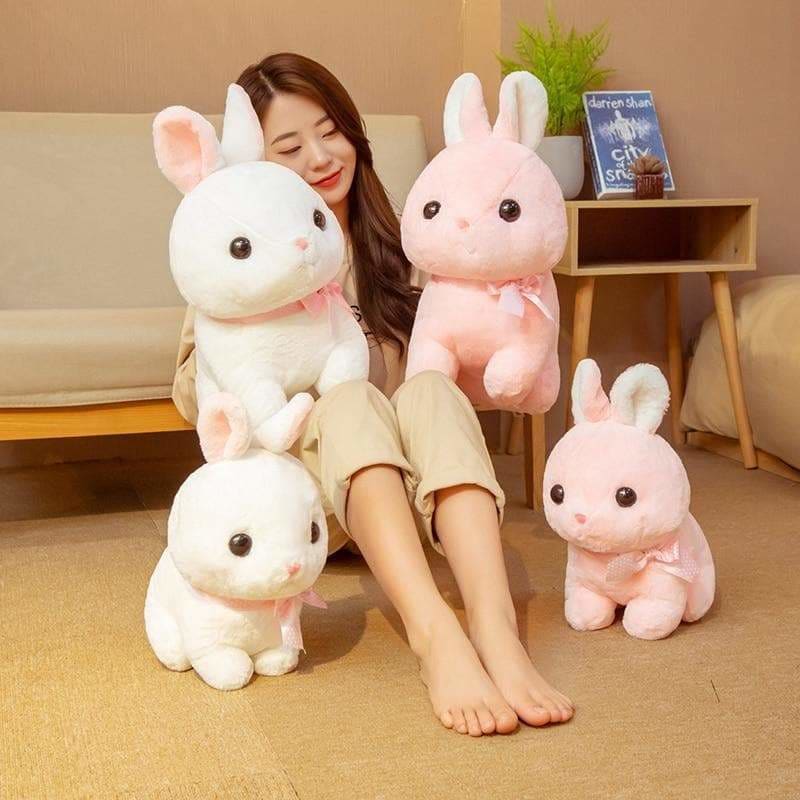 Pink/White Sweet Soft Kawaii Sitting Bunny Rabbit Plush Toy 