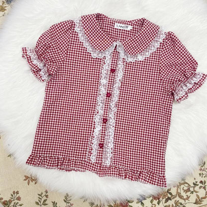 Plaid Kawaii Candy Girl Lolita Plaid Shirt - kawaii lolita 