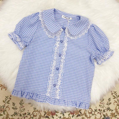 Plaid Kawaii Candy Girl Lolita Plaid Shirt - kawaii lolita 