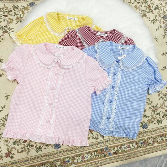 Plaid Kawaii Candy Girl Lolita Plaid Shirt - kawaii lolita 