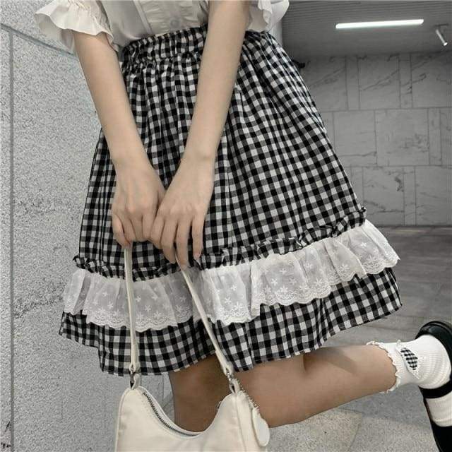 Plaid Ruffle Lolita Dolly Skirt/Shirt - lolita fashion