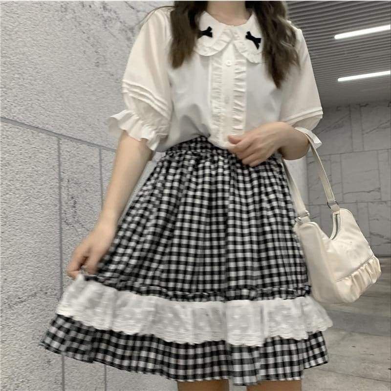 Plaid Ruffle Lolita Dolly Skirt/Shirt - lolita fashion