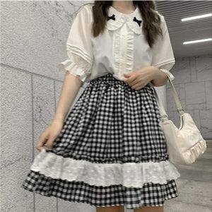 Plaid Ruffle Lolita Dolly Skirt/Shirt - lolita fashion