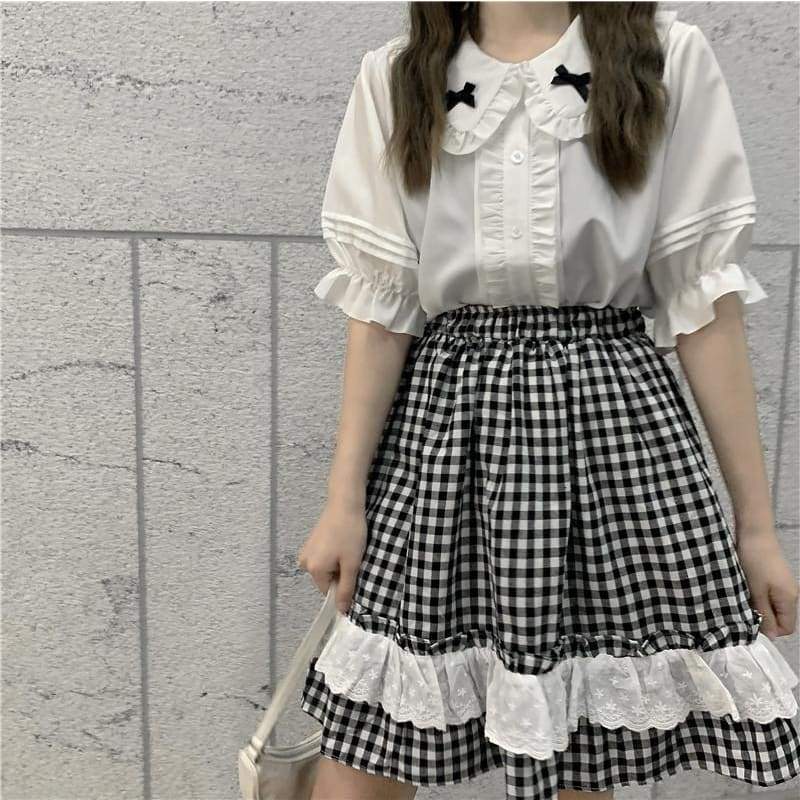 Plaid Ruffle Lolita Dolly Skirt/Shirt - lolita fashion