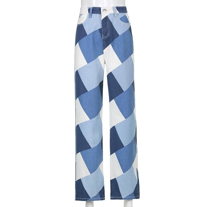 Plaid Wide Leg High Waist Cargo Pants - pants