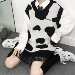 Playful Cute Cow Pattern Sweater Vest MK15850 - KawaiiMoriStore