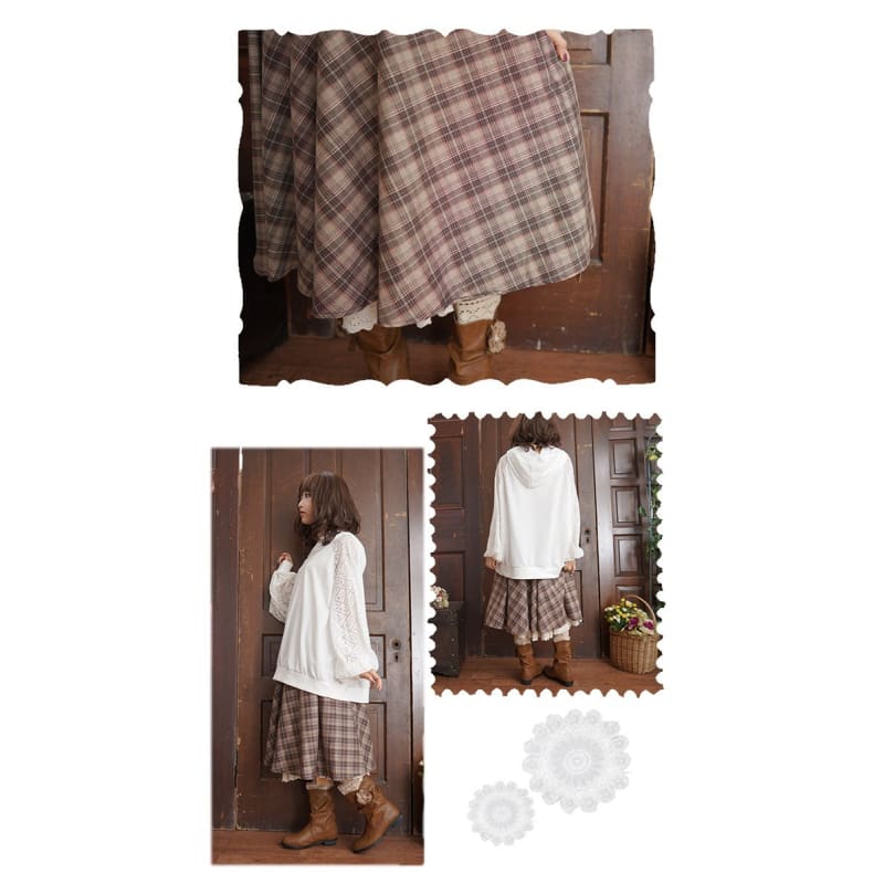 Pomme - Retro Doll’s Diagonal Plaid Skirt - Skirt