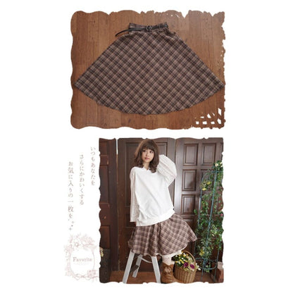 Pomme - Retro Doll’s Diagonal Plaid Skirt - Skirt