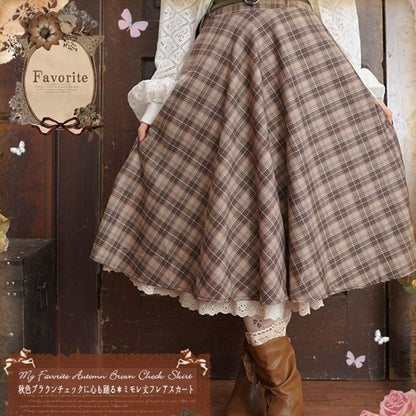 Pomme - Retro Doll’s Diagonal Plaid Skirt - Skirt