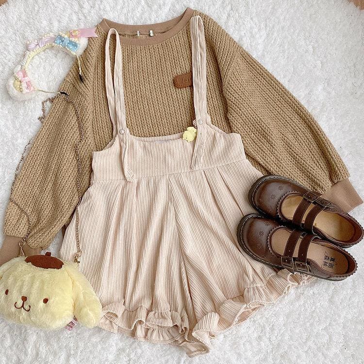 Popular Corduroy Ruffles Kawaii Leisure Rompers MK15788 - KawaiiMoriStore