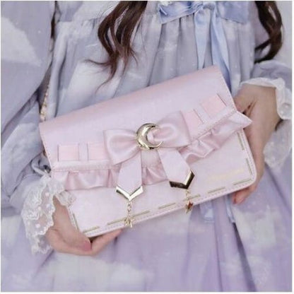 [Pre-Sale] Retro Cosplay Lolita Star Moon Ruffles Bow Single Shoulder Bag MK0753 - KawaiiMoriStore