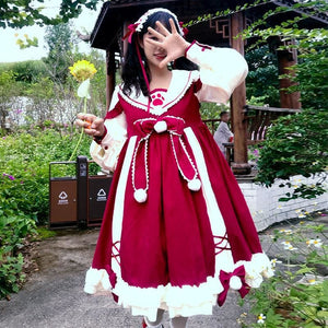 Preppy Cat Paw Lolita Dress MK15436 - KawaiiMoriStore