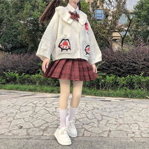 Preppy Style Cute Doll Collar Cartoon Pattern JK Uniform Coat MK0586 - KawaiiMoriStore