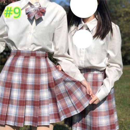 Preppy Style Long Sleeves And Plaid Skirt JK Uniform Suit MK15405 - KawaiiMoriStore