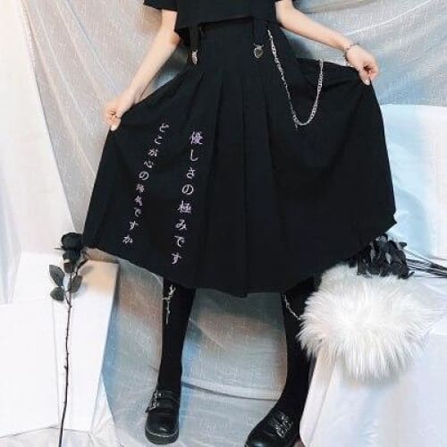 Preppy style Punk Gothic Girls Harajuku Black Pleated Skirts MM0585 - KawaiiMoriStore