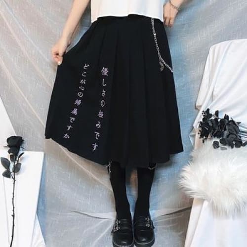 Preppy style Punk Gothic Girls Harajuku Black Pleated Skirts MM0585 - KawaiiMoriStore