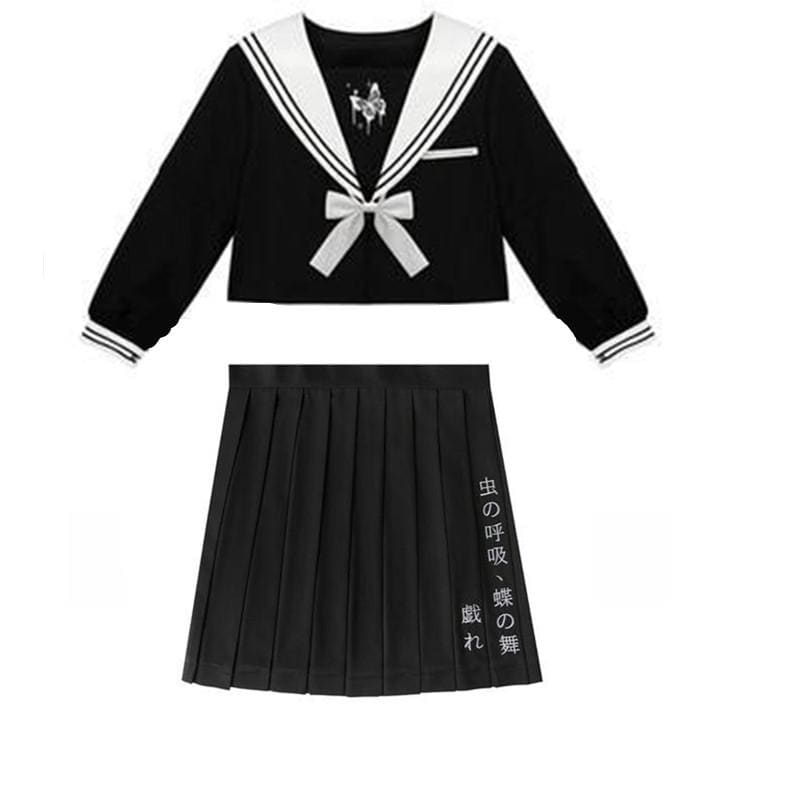 Preppy style Punk Gothic Girls Harajuku Embroidery Pleated Skirts Suit MK214 - KawaiiMoriStore