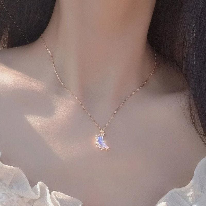 Pretty Moon Glowing Necklace MK15275 - KawaiiMoriStore